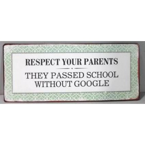 Emaljeskilt. Respect your parents