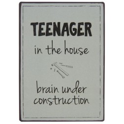 Emaljeskilt. Teenager in the house....