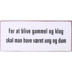 Magnet med tekst. For at blive gammel og klog…